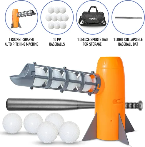 Miniatura 3 de YESMARKS Máquina de Lanzamiento de Béisbol Automática para Niños Juego de Juguetes para Exteriores - Equipo de Entrenamiento y Juguetes de Práctica