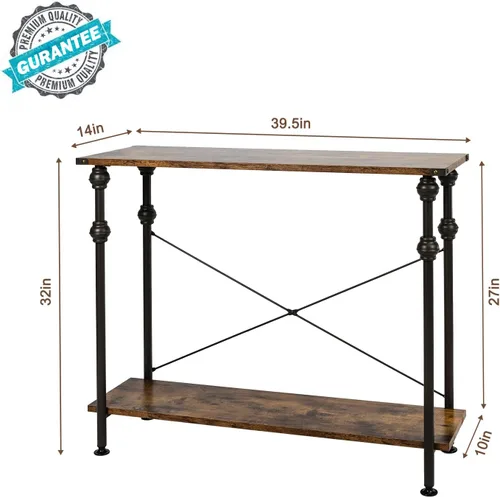 Miniatura 2 de Mesa consola, 39.5", marrón y negro
