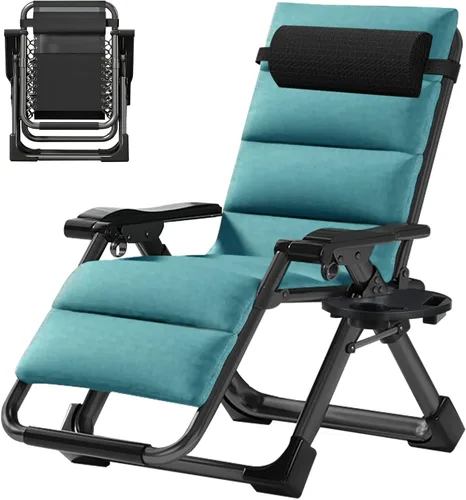 Miniatura 12 de ABORON Silla de gravedad cero mejorada con cojín para reposabrazos, sillas plegables de lona de primera calidad para exteriores, sillas de patio