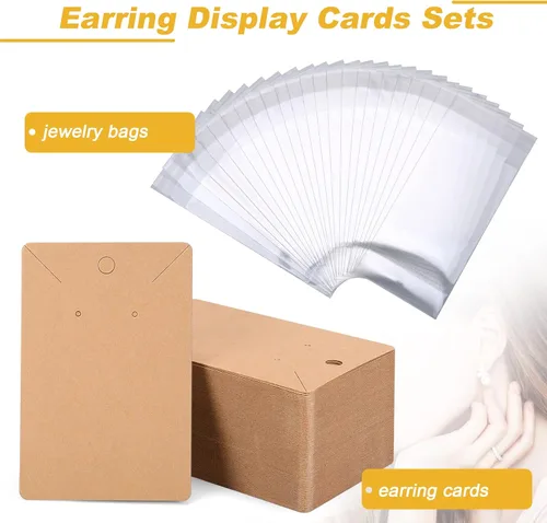 Miniatura 7 de 400 tarjetas de pendientes y 50 bolsas de embalaje para aretes y collares y embalaje de joyas