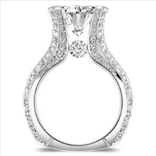 Miniatura 2 de Anillo de plata de ley 925 para mujer, topacio blanco, circonita cúbica, diamante, elegante, eternidad, compromiso, boda, talla 6-10