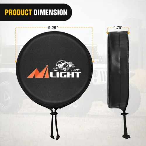 Miniatura 2 de Nilight Cubierta de Luz Redonda de 9 Pulgadas para Conducción Todoterreno, Cubierta Protectora de Cuero Negro de 9.25 Pulgadas de Diámetro
