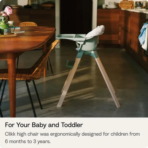 Miniatura 3 de Stokke Clikk Silla Alta, Negro/Marrón Cálido - Silla Alta Todo en Uno con Bandeja + Arnés - Ligera, Duradera y Apta para Viajes - Ergonómica