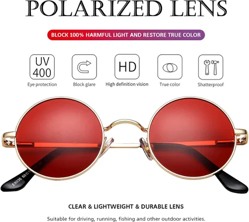 Miniatura 2 de PORADAY Circle Lennon - Gafas de sol redondas polarizadas estilo hippie pequeño círculo