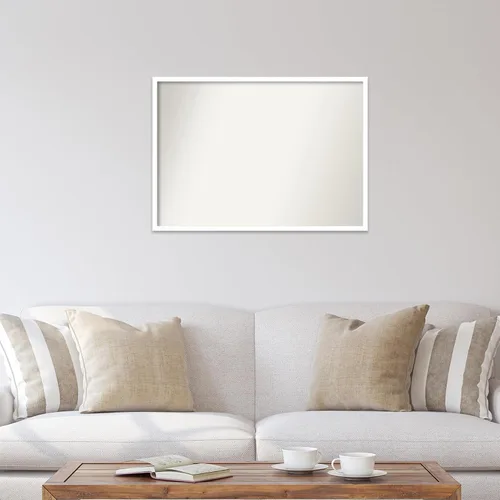 Miniatura 786 de Amanti Art Espejo de baño blanco para sobre el fregadero, 32 x 45 pulgadas, espejo de tocador rectangular blanco esbelto, marco de madera moderno