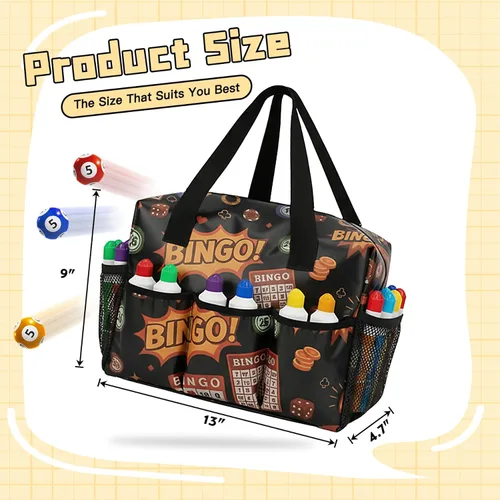 Miniatura 4 de Bolsa de bingo con bolsillos para Bingo Daubers Dabbers Dobbers Dotters resistente al agua, accesorios para juegos de bingo para adultos y personas