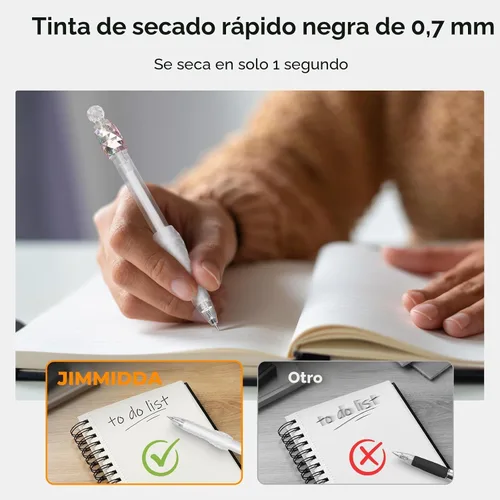 Miniatura 4 de 8 piezas de bolígrafos de gel - 0.7mm de punto fino de escritura suave con tinta negra giratoria - Bolígrafos de gel de secado rápido de agarre