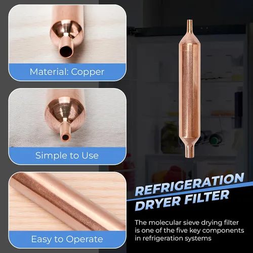 Miniatura 6 de Secador de 10 filtros de cobre de refrigeración - Secador de filtro de refrigerador de 4.528 x 0.709 in con orificio de diámetro interior de 0.118