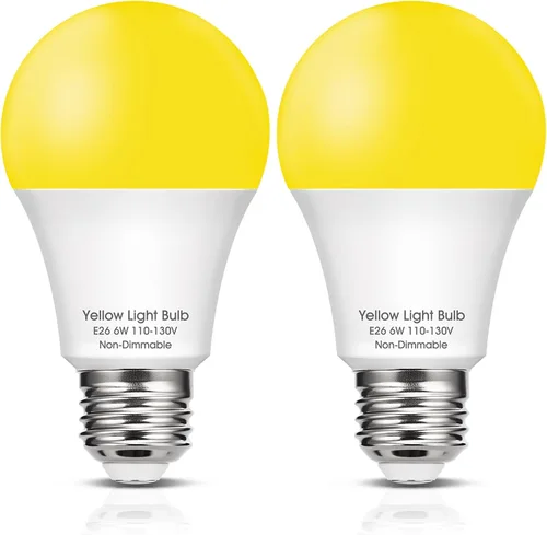 Bombillas LED para exteriores, equivalente a 40 W, color amarillo ámbar, luces LED para exteriores, 6 W, 500 lúmenes, 2000 K, para luces de porche,