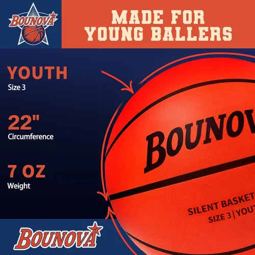 Miniatura 3 de BOUNOVA Silent Basketball Real Feel Powerful Bounce Elegant Gift Box Packaging Pro-Grade PU Foam Indoor Basketballs for Quiet Dribbling &
