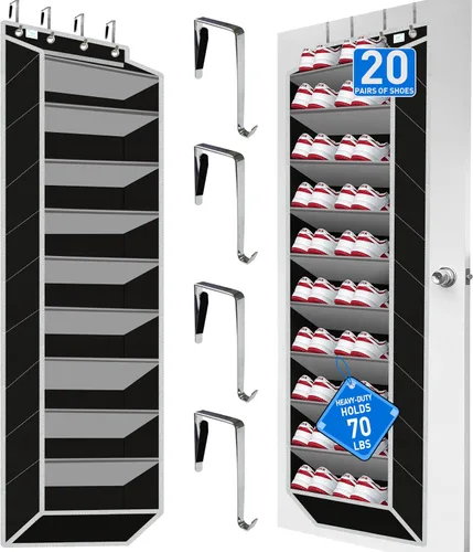 Miniatura 17 de Organizador de zapatos sobre la puerta, 2025 mejorado, organizador de zapatos, 35 bolsillos enormes, organizador de zapatos sobre la puerta