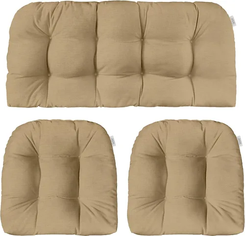 Miniatura 12 de RSH DECOR: Sunbrella - Juego de 3 cojines de mimbre copetudos 41 x 19 pulgadas y 19 x 19 pulgadas Fabricado con tela de rendimiento Sunbrella