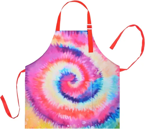 Miniatura 8 de Delantal para niños y niñas, delantal de cocina ajustable con bolsillo para cocinar, hornear, arte, pintura, jardinería Feliz Navidad