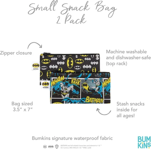 Miniatura 5 de Bumkins - Bolsas reutilizables para snacks, para almuerzo escolar de niños y porciones para adultos, tela lavable, bolsa con cierre de tela