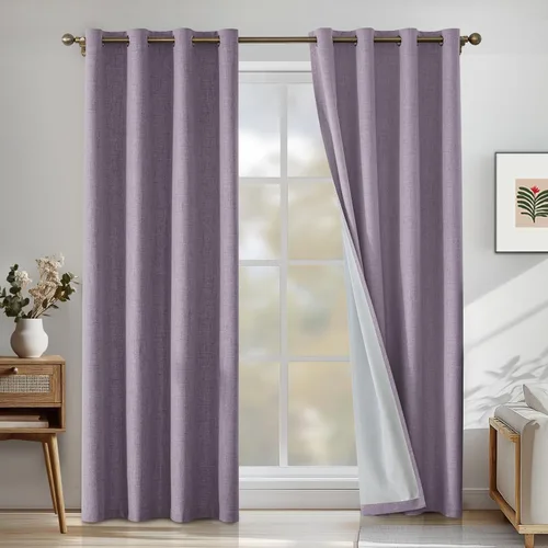 Miniatura 40 de Cortinas de lino 100% opacas para dormitorio, cortinas opacas de 45 pulgadas de largo, cortinas de oscurecimiento de habitación para sala de estar