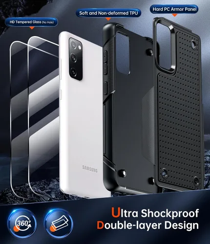 Miniatura 2 de LeYi Funda para teléfono S20 FE 5G: Funda Samsung S20FE 5G con [2 unidades] protectores de pantalla, resistente a golpes de servicio pesado de doble
