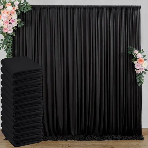 Miniatura 116 de Cortinas de telón de fondo blanco de 30 pies x 8 pies para fiestas de boda, 6 paneles de 5 pies x 8 pies, cortinas de fotografía de poliéster sin