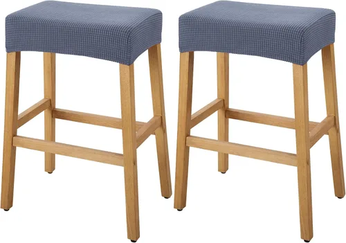 Miniatura 19 de YISUN Fundas de taburete rectangulares, paquete de 2 fundas elásticas impermeables para asiento de silla de montar, taburetes de bar, sillas de bar