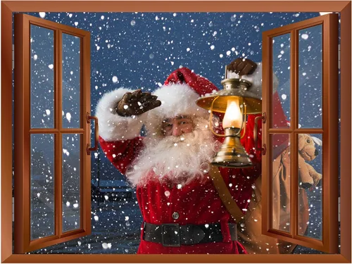 Miniatura 2 de wall26 Adhesivo de Pared Papá Noel Llevando Regalos Ventana Abierta Mural, No Se Despega y No Se Pega, Papel Tapiz No Tejido Decorativo
