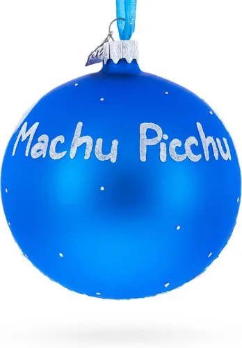 Miniatura 2 de Machu Picchu, Perú Adorno de bola de Navidad de cristal de 4 pulgadas