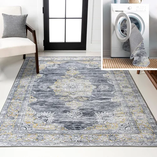 Miniatura 9 de JONATHAN Y Bausch - Alfombra lavable a máquina de 2 x 8 pies, felpilla envejecida y bohemia para sala de estar, dormitorio, cocina, oficina, fácil