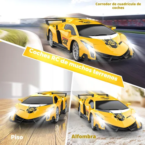 Miniatura 4 de Growsland Coche de control remoto, autos RC para niños 1:18, auto eléctrico de juguete para pasatiempos de carreras con luces y controlador, regalo