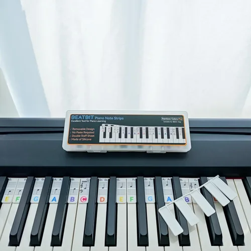 Miniatura 7 de BEATBIT Guía de notas de piano para principiantes, etiquetas extraíbles para notas de teclado de piano para aprender, tamaño completo de 88 teclas