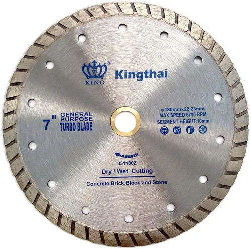 Kingthai Hoja concreta del diamante del borde Turbo de 7 pulgadas para la piedra de la mampostería, 7/8"-5/8" Arbor