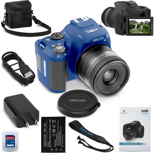 Miniatura 11 de Minolta ProShot - Cámara digital de 64 MP – Zoom óptico de 10x, video 4K Ultra HD, disparo macro, anti-vibración, pantalla LCD de 3 pulgadas, Rojo
