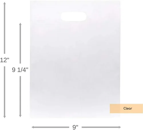 Miniatura 2 de ClearBags 100 bolsas transparentes con asa de 9 x 12, extragruesas de 2.25 mil, bolsas de regalo de plástico para compras al por menor, resistentes