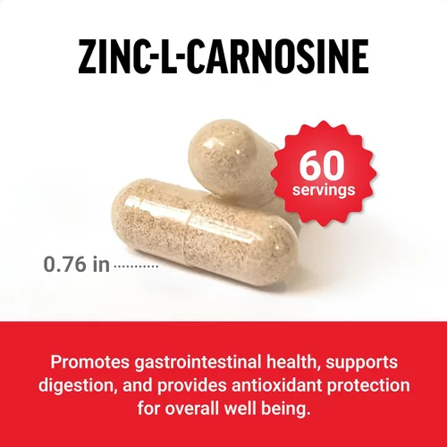 Miniatura 3 de Force Factor Cápsulas de zinc L-carnosina para apoyar la salud gástrica y digestiva, suplemento para la digestión y la hinchazón, vegano, sin OMG