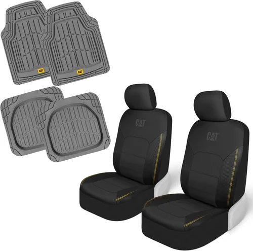 Miniatura 14 de Cat FlexHybrid - Fundas de asiento de automóvil, de piel sintética negra de alta calidad + fundas de asiento de malla para autos, camiones, SUV