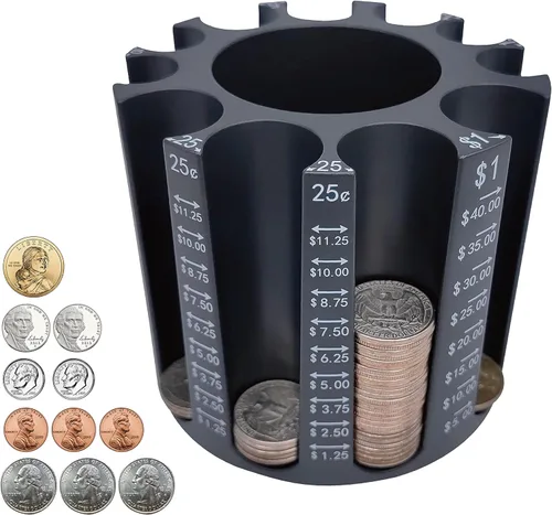 Byteen8 Contador de Monedas Clasificador de Cambio|Soporte para Bolígrafos y Lápices como Organizador de Escritorio|Alcancía para Adultos y