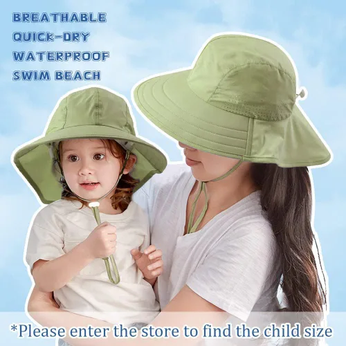 Miniatura 32 de Sombrero de verano para niños pequeños con solapa para el cuello, impermeable, sombrero de natación para niños, protección UV, sombrero de playa