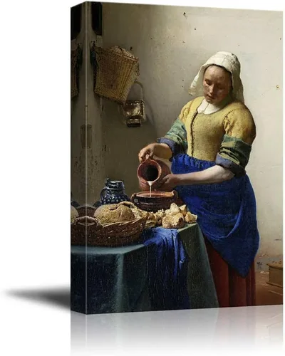 Miniatura 18 de wall26 Johannes Vermeer - Lienzo con diseño de niña con perlas, arte de pared de galería, estirado y enmarcado, listo para colgar, 16 x 24 pulgadas
