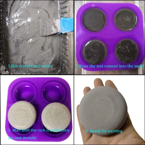 Miniatura 6 de Molde redondo para erizo de mandala de silicona de 4 cavidades para hacer piedras de cemento o yeso para pintura de puntos de mandala