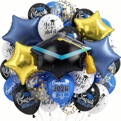 Miniatura 13 de Isndare Globos Negros, Dorados y Verdes para Decoraciones de Fiesta de Graduación 60 Piezas 30.5CM Globos Negros, Dorados y Verdes Metálicos Negro