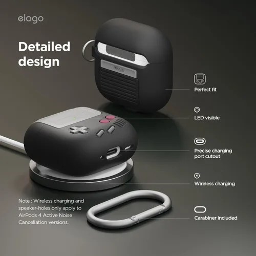 Miniatura 6 de elago AW5 - Funda compatible con AirPods 4 (2024), compatible con AirPods de 4ª generación, funda clásica retro con diseño de consola de juegos Negro