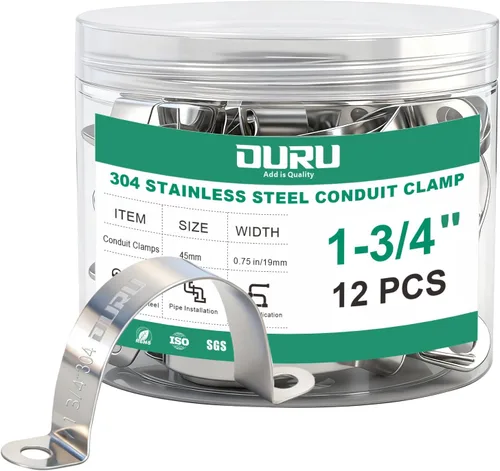 Miniatura 15 de OURU 30 abrazaderas de conducto de 1 pulgada de acero inoxidable 304, abrazadera de tubo de metal rígido en U, correa de tubo de 2 agujeros