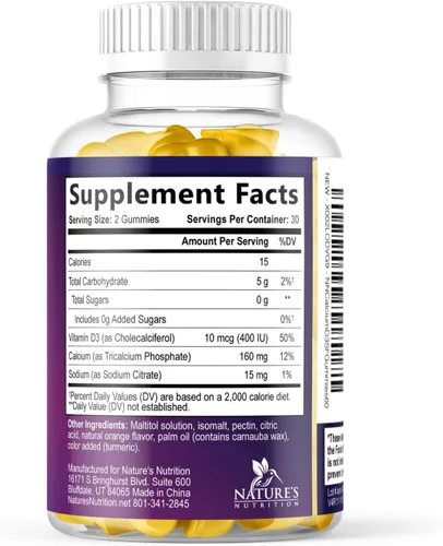 Miniatura 9 de Gomitas de suplemento de calcio – Gomitas de calcio sin azúcar con vitamina D3 para una mejor absorción – Apoya la salud inmunológica, huesos