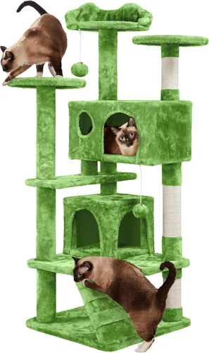 Miniatura 11 de Yaheetech Árbol para gatos XL, torre de varios niveles de 80 pulgadas con postes rascadores, cuevas dobles, plataformas encaramadas y bolas