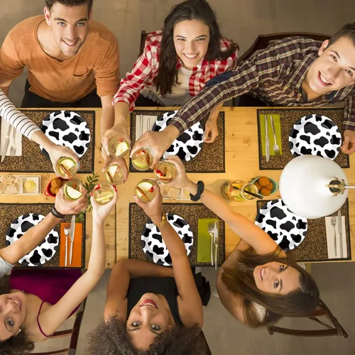 Miniatura 5 de 50 platos con estampado de vaca, platos de papel de vaca de 9 pulgadas, suministros de fiesta de safari en la selva, platos de fiesta con temática