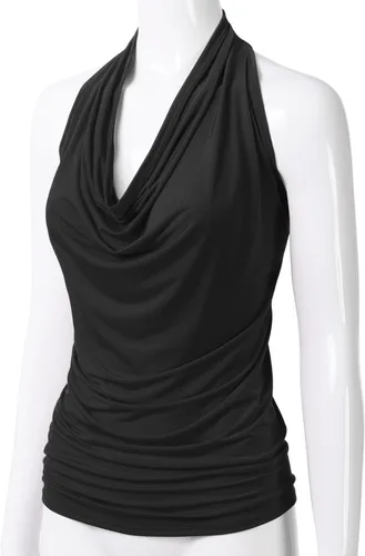 Miniatura 2 de EIMIN Camiseta sin mangas casual con cuello halter drapeado frontal sexy sin espalda (S-3XL), ett006_rojo
