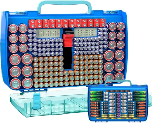 ALCYON Estuche Organizador de Almacenamiento de Baterías de Gran Capacidad para 269 Baterías con Probador, Contenedor Portabaterías de Doble Cara