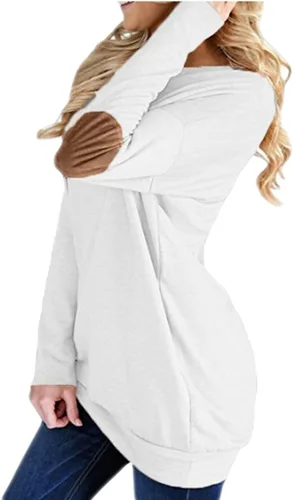 Miniatura 2 de Pink Queen - Blusa suelta de mujer con cuello redondo, camiseta de manga murciélago con parches