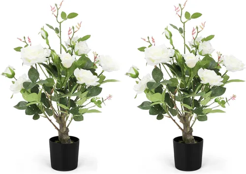 Miniatura 14 de Romantic Season 2FT Orange Artificial Camellia Tree 2Pack, Faux Camellia Plant Fake Potted Camellia Flower Tree for Modern Home Office Living Room