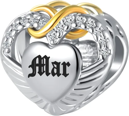 Miniatura 3 de QeenseKc Ene-Dic - Dijes de alas angulares con forma de corazón infinito y corazón calado para pulsera Pandora, Cristal Diamante de imitación