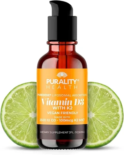PURALITY HEALTH Vitamina D3 con suplemento líquido K2, vegano, absorción mejorada liposomal micelle, sin OMG, suministro para 30 días