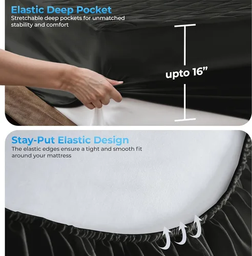 Miniatura 8 de LUX Décor Protector de Colchón Twin - Cubrecolchón Acolchado Elástico Ajustable Protector Hasta 16 Pulgadas de Profundidad - Cubrecolchón Suave