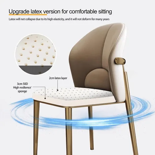 Miniatura 6 de Silla de comedor, sillas de cocina de cuero, sillas de comedor con patas de metal, silla de sala de espera para vestíbulo, sala de entrenamiento